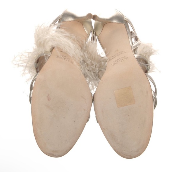 Malone Souliers Sonia Metallic Sandals with Ostrich Feathers New - Picture 8 of 9